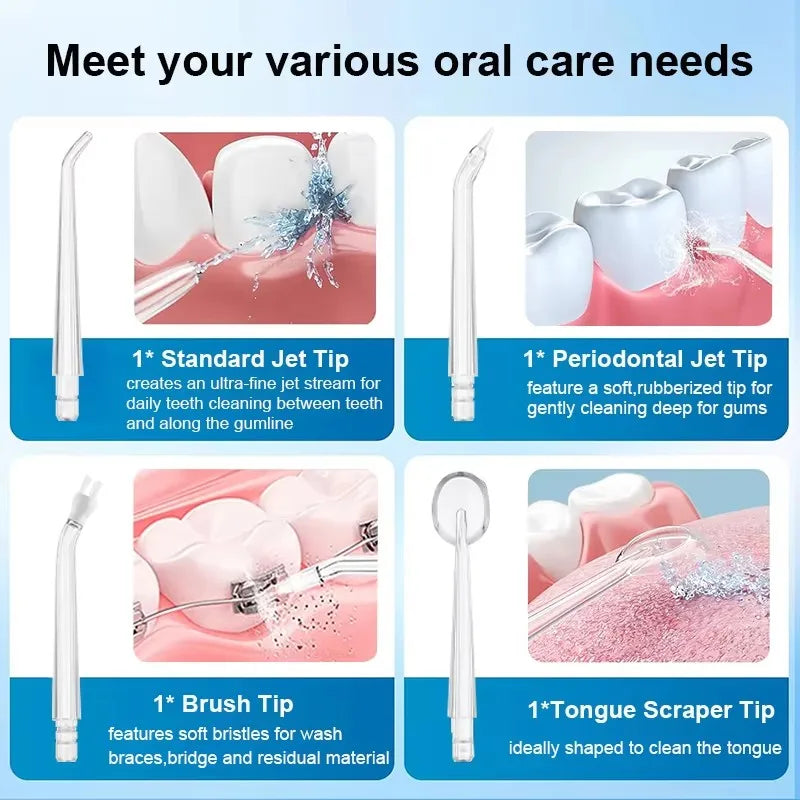 Gleivra HydroClean™ Pro Oral Irrigator – 4 Nozzles, IPX7 Waterproof