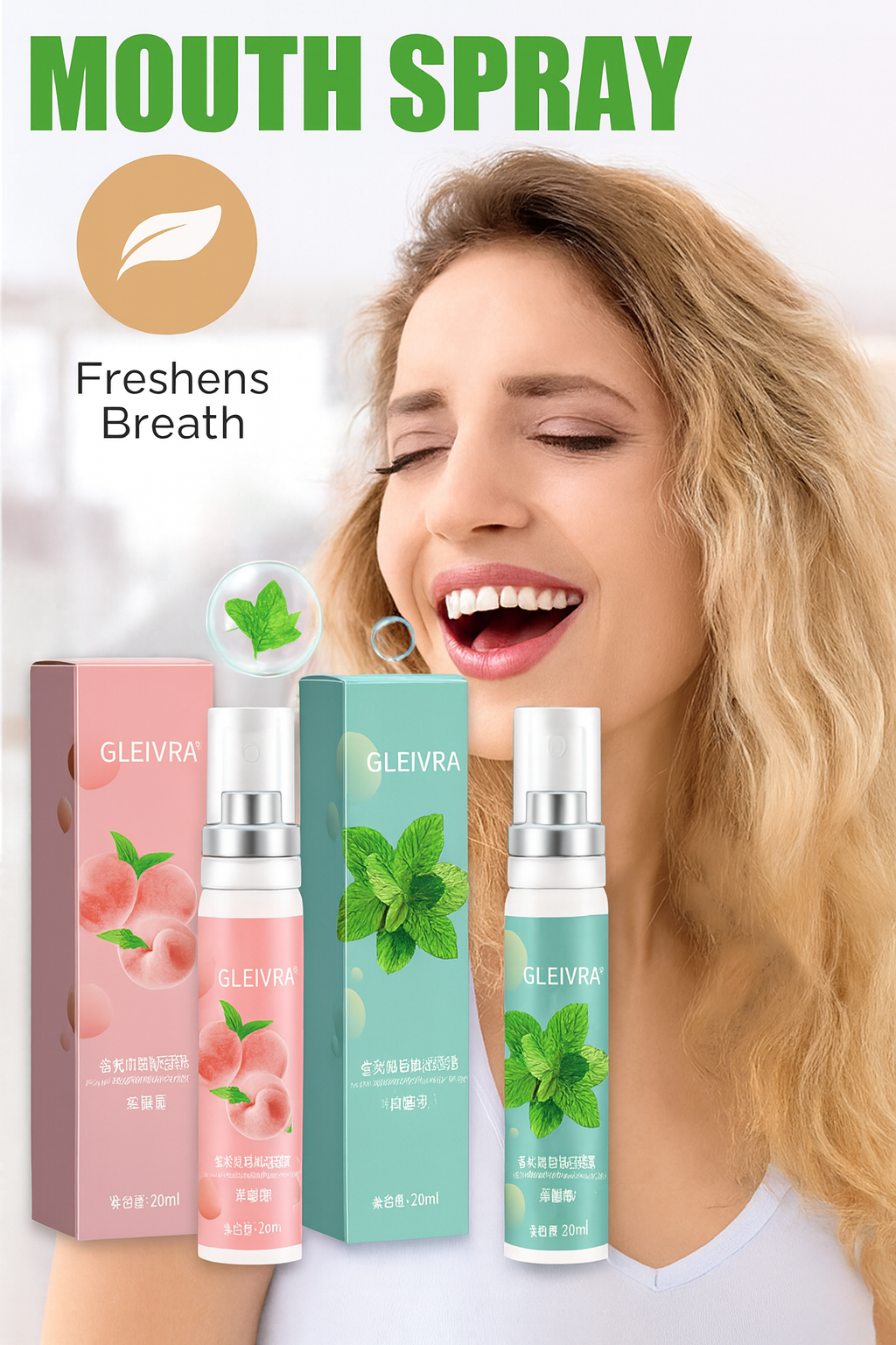 Gleivra FreshMint™ & Peach Oral Spray – Instant Confidence Anywhere