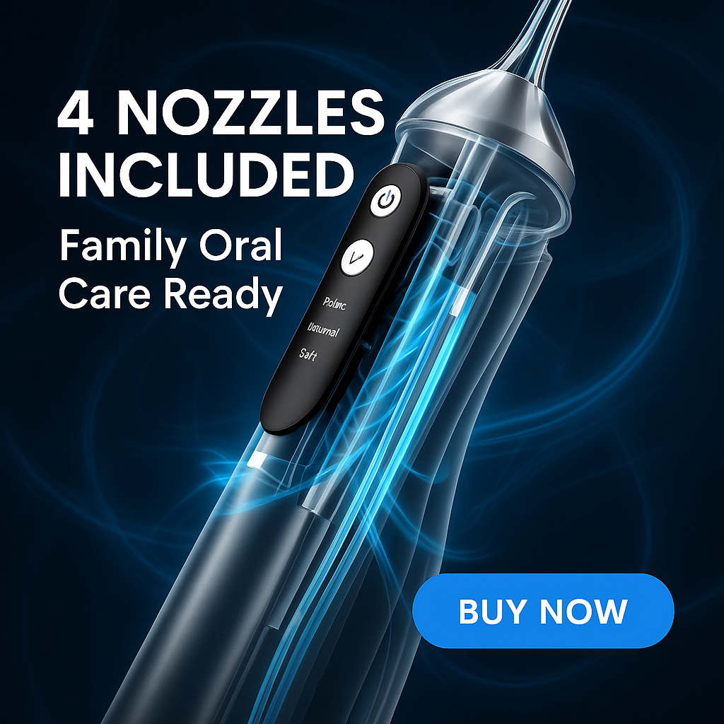 Gleivra HydroClean™ Pro Oral Irrigator – 4 Nozzles, IPX7 Waterproof
