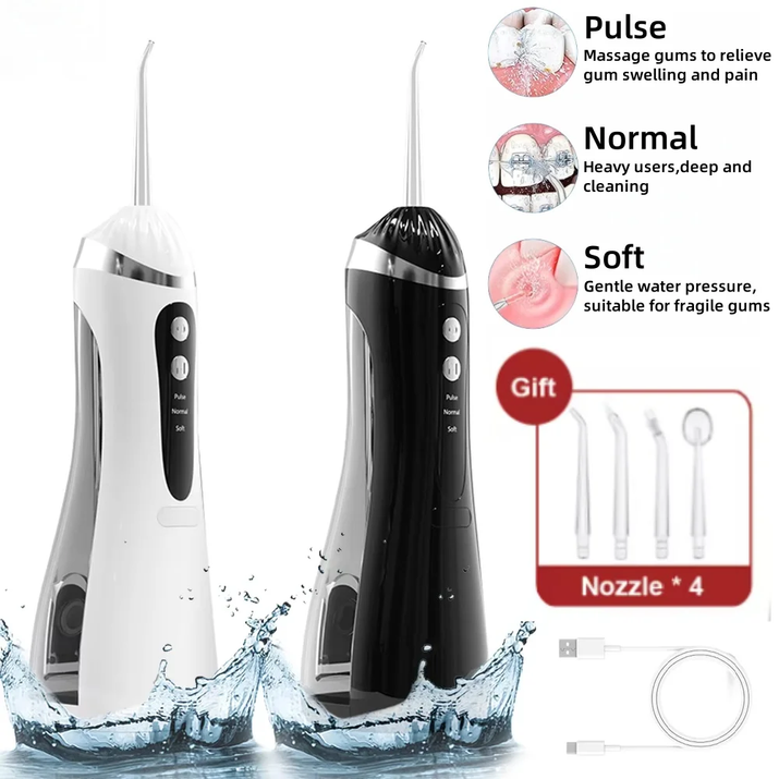 Gleivra HydroClean™ Pro Oral Irrigator – 4 Nozzles, IPX7 Waterproof