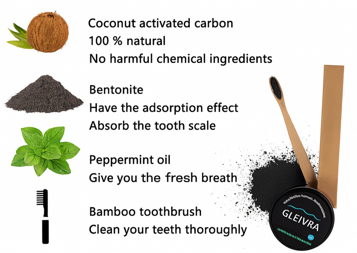 Gleivra CharGlow™ Natural Teeth Whitening Powder – Activated Charcoal Formula for a Radiant Smile