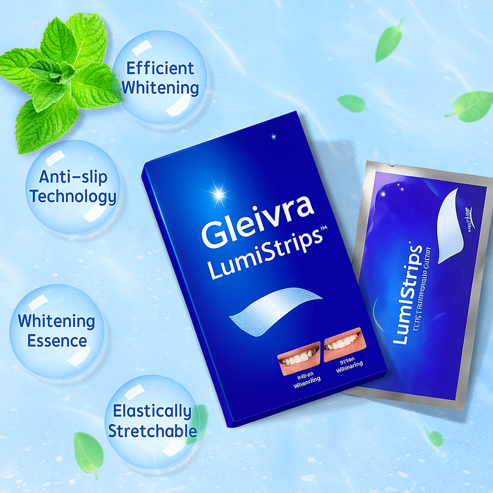 Gleivra LumiStrips™ 5D Professional Teeth Whitening Kit – Dentist-Grade 5D Gel Strips for a Brilliant Smile (7 Packs / 14 Pairs)