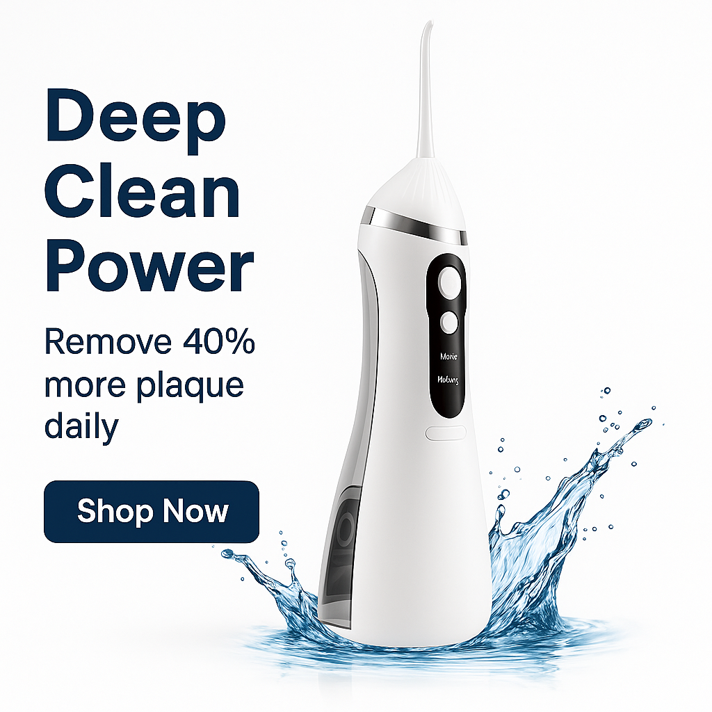 Gleivra HydroClean™ Pro Oral Irrigator – 4 Nozzles, IPX7 Waterproof