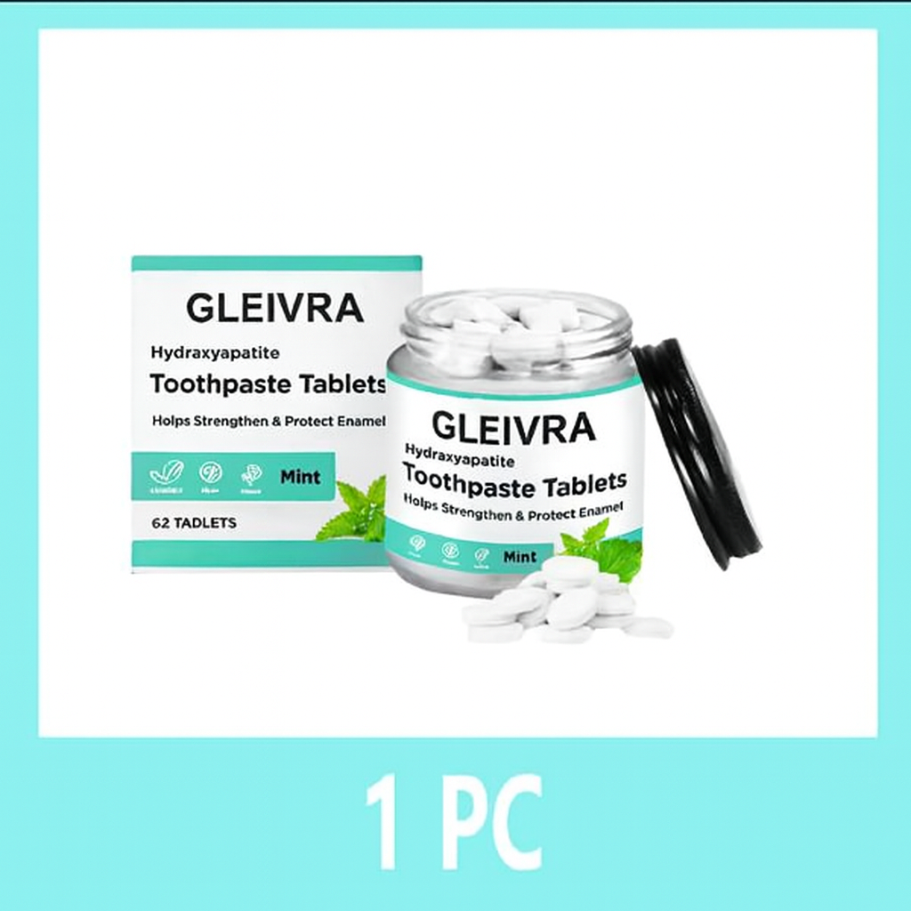 Gleivra FreshTabs™ Mint Toothpaste Tablets – 62 Count Solid Oral Care for Fresh Breath & Stain Removal