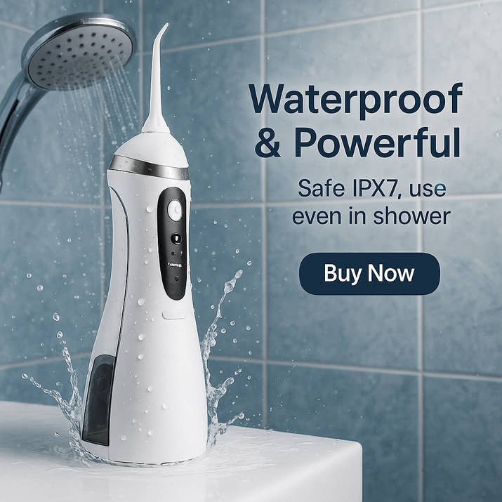 Gleivra HydroClean™ Pro Oral Irrigator – 4 Nozzles, IPX7 Waterproof