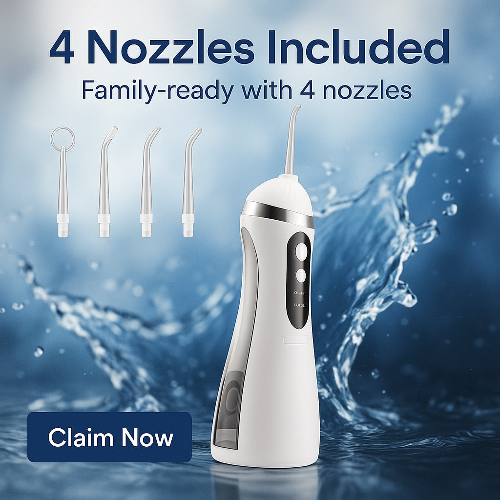 Gleivra HydroClean™ Pro Oral Irrigator – 4 Nozzles, IPX7 Waterproof