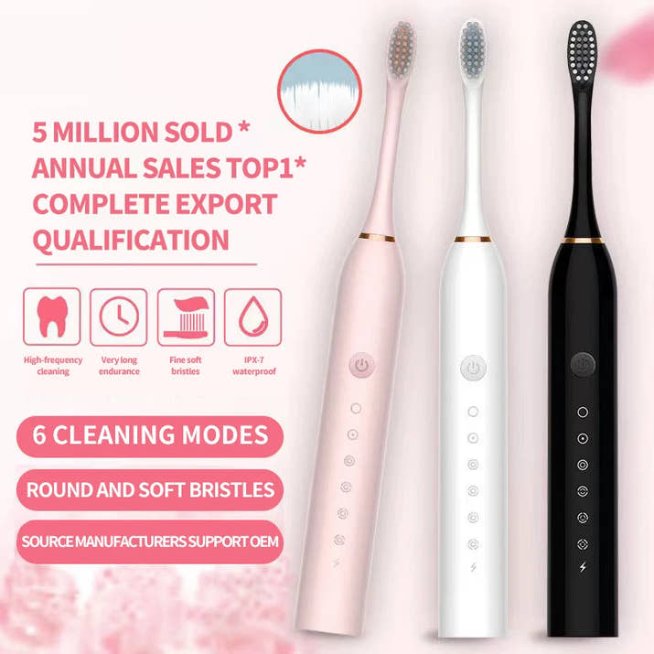 Gleivra SonicFlex™ Rechargeable Toothbrush – 6-in-1 Cleaning Modes