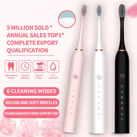 Gleivra SonicFlex™ Rechargeable Toothbrush – 6-in-1 Cleaning Modes