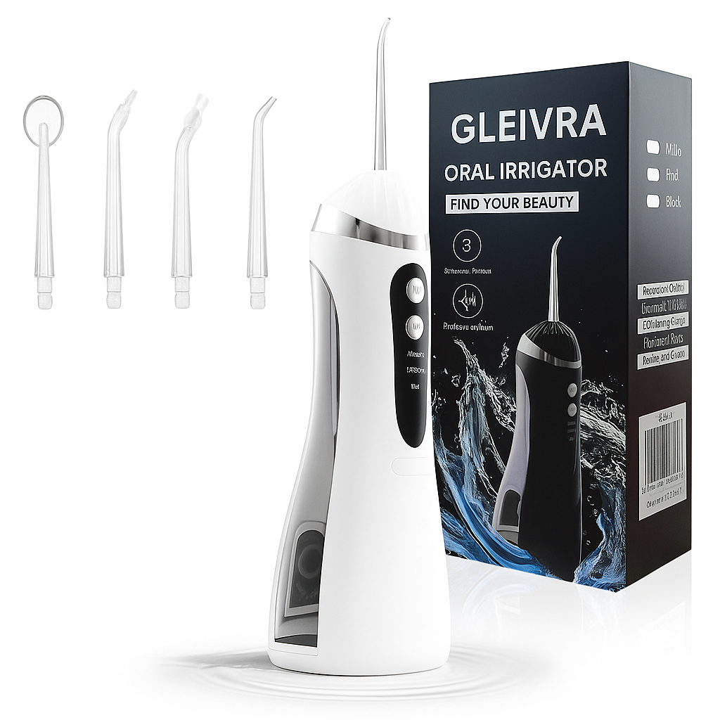 Gleivra HydroClean™ Pro Oral Irrigator – 4 Nozzles, IPX7 Waterproof